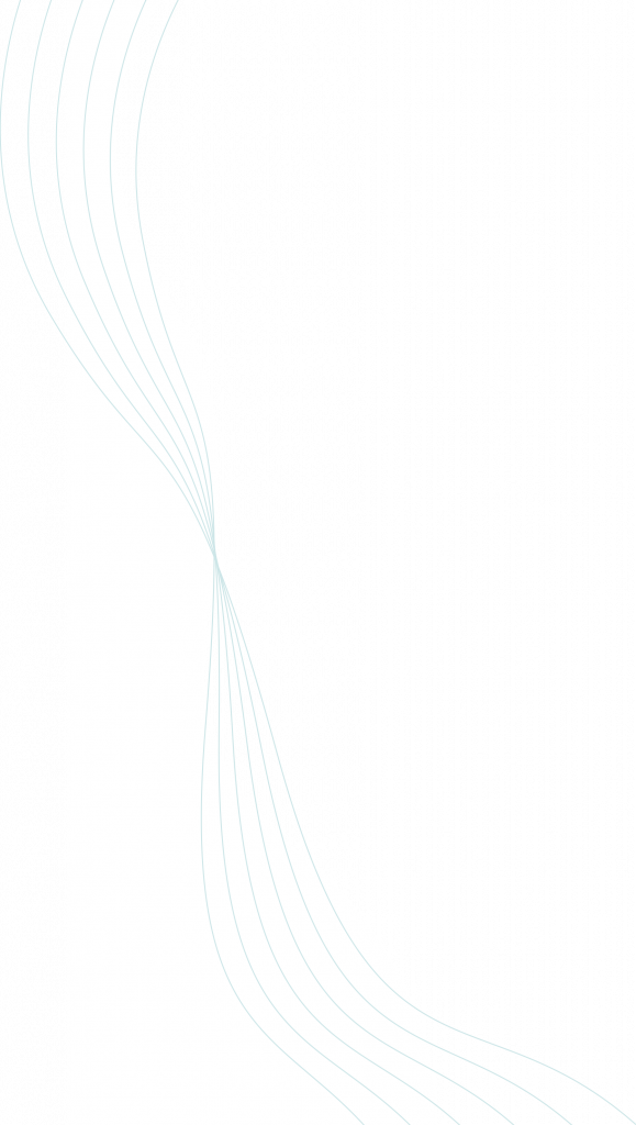 The image displays an abstract design consisting of curved white lines that create a flowing, wave-like pattern on a black background. The lines converge towards the bottom right corner, suggesting movement and dynamism.
