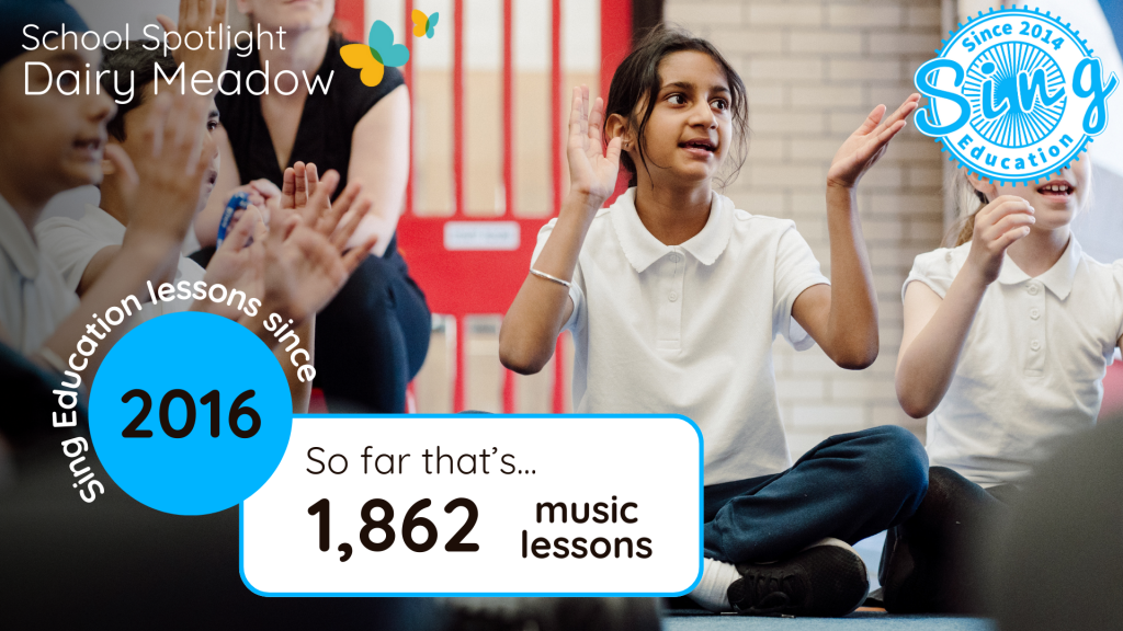 Sing Education have taught 1,862 music lessons at Dairy Meadow primary school